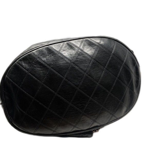 Vintage Chanel Black Lambskin Quilted CC Drawstring Bucket Bag Leather Backpack - Picture 8 of 16